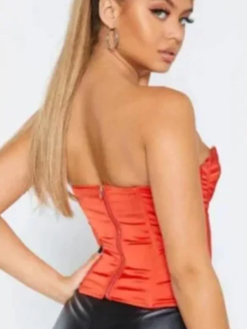 PrettyLittleThing Satin Corset Bustier Top – Orange – EUC - Picture 2 of 8